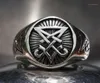 Cluster Anneaux Sigil de Lucifer Satanic Satan Baphomet Signet en acier inoxydable Ring Pagan1268P2919144