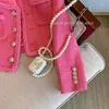 Frauenjacken Frauen Frühling Herbst Rose Blazer Jacke Metall Knöpfe grobe Tweed Anzüge Mantel hohe Taille ol Strickjacken Langarmernte Tops