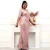 Runway Dresses Plus Size V Neck Sequin Evening Dress Half Slve Formal Party Maxi Dress Long Prom Dress Y240426