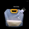Aufbewahrungstaschen 5pcs Transparent Plastik Reis Getreide Verpackung großer Lebensmittelbeutel mit Spout Küche Organzier Accessoires 2024