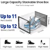 eWonLife Large Shoe Storage Box with Magnetic Door 12 Pack Clear Plastic Stackable Sneaker Organizer for Closet Connect Left 240425