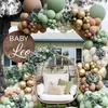 Party Decoration 97Pcs Green Olive Balloon Jungle Birthday Golden For Background Decor