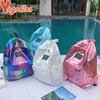 Backpack Style Yogodlnss impermeáveis a laser Backbag Mulheres Bolsa de ombro de Bolsas Holográficas Preppy Sacos Escolares Para Adolescentes Viagem