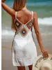 Frauen y2k Backless Mini Swim Coverup -Kleid aus Schnittanzug Deckaufnahme Sommerhäkeln Strand Cami