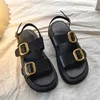 Casual Shoes Platform Women's Sandals 2024 Summer Flat for Women Fashion Metal Buckle Soft Bottom Open Toe Ladies Beach