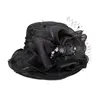 Breda randen hattar kvinnor sol hatt avtagbar båge party elegant vintage stil kvinnors fiskare med spets faux pärla för prom