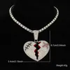 Brins Hip Hop Iced Out Broken Heart Pendant avec une chaîne de liaison cubaine de 13 mm AAA + Collier en strass adapté aux bijoux pour hommes 240424