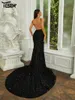 Casual Dresses Yesexy Elegant Prom Party for Women 2024 Black Spaghetti Backless Split Floor Length aftonklänning