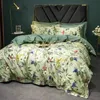 Style américain de luxe 1400tc Satin Egyptien Coton Floral Bird Printing Liberter Soft Dowvet Cover Lit Sheet Pillowscases 240422