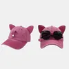 Capas de bola Novo chapéu de piloto de orelhas de gato fofo com copos Baseball Cap aquático Base de beisebol Lavagem de beisebol