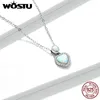 Chaines wostu 925 STERLING Silver Love Heart Fire Opal Charm Bracelet Chain Chain pour femmes Bijoux Gift de mariage