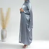 Etniska kläder turkiska Dubai Open Kimono Abaya Silky Party Marockan Caftan For Women Jalabiyat Batwing Sleeve Robe Prayer Dress Ramadan Eid