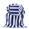 75x152cm serviette luxueuse serviette de serviette de bain à rayures bleu et blanc à base de serviette de plage 100% coton et de serviette de bain 240415