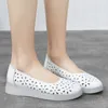 Casual Shoes 2024 Spring Summer Cowhide Sandals Embroidered Hole Women Breathable Fashion Flat / Mid Heels