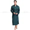 Mens Silk Satin Pajamas Sleepwear Robe Robes Bathrobe Nightgown S~3XL__For XMAS Gifts 240423