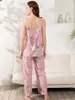 Women's Sleepwear Plus Size S-3XL Ladies Pajamas Set 3pcs 100% Viscose Printed Women Comfort Loose Homewear Large Size Femme Slpwear Pijamas Y240426