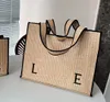 Font Tote Bag Beach Bag Designer Woven Bag Coconut Fiber Womens Handväskor Luxur Purs Designer Woman Handväska Väskor Designer Stora kapacitet Seaside Semesterpåse