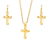 24 K jaune fin Gol GF Small Mini Tax Tampon Pendante Chaîne d'oreilles Ensemble de bijoux chrétiens Femmes Girl Jesus Gift2651589