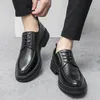 Casual Shoes Brand Designer Men's Business Wedding Formal Dresses Genuine Leather Trend Handsome Derby Shoe Breathable Footwear