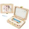 Box Baby Wooden Tooth Box Milk Teeth Hair Organizer Storage Collection Boy Girl Souvenir Case Keepsake Souvenir Gift for Children