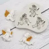 Formen 3d Drei kleine Baby Engel Silikon Schimmel DIY Kuchen Dekor Fondant Schokoladengebäckküche Backwerkzeuge Dessert Kerzenharzform