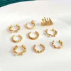 Charm 9Pcs Fashion Gold Color Pearl Ear Clip Earrings for Women Retro Elegant Without Piercing Ear Cuff On Earrings Jewelry Gift