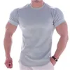 2024 Summer Sports T Shirt Men Gyms Fitness Kort ärm T-shirt Mannen Quick-Dry Bodybuilding Workout Tees Tops Men Clothing 240425