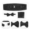 Bow Ties 3Pcs Cummerbund Tie Handkerchief Gentleman Set Accessories For Business Weddiing Party Banquet ( Black )