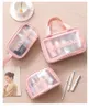 New Transparent Cosmetic Bag Six-piece Set Pvc Toiletry Bag Swimming Bath Bag Beach Bag Internet Celebrity Pu Frosted Bag