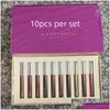 Lip Gloss 12PCS in 1 KY Matte Liquid Lipstick Kit Langstante fundering Make-up Lipgloss Set Nit-Stick Cup Drop Delivery Health Beaut Ot3pn