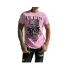 シャツTシャツの男性漫画ラインストーンテディベアPlein Embroidey Summer Casuary Wear Cotton Shortsleeve Pink ParadiseMen Clothing New