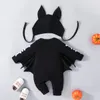 Jungen und Mädchen Halloween Fledermaus Crewneck Long Sleeve Onesie Kriechkleidung