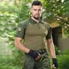 Taktyczne koszulki Mens Tactical Camouflage miękki koszulka wojskowa koszula bojowa wędrówka wojskowa towary krótkie rękawy CP Multi Camera Kistno Kimbingowe polowanie 240426