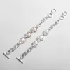 Pulseras de encanto Amorcome Diseño simple Color de plata Pulsera de cadena de eslabones Cuentas de perlas irregulares para mujeres Damas Joyería femenina