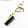 Hair Scissors New professional JP440C steel 6-inch gold 2-in-1 hair clip with comb hairdresser hairdresser Q240426