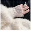 Jesienna zima damska pullover guza gazy ligi koronkowy kwiecisty haft haft z długim rękawem