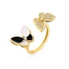 High cost performance jewelry 18K Gold butterfly open-ended ring with common vnain