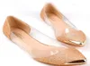 2017 Nuevo The Chic Metal Poined Toe Transparent Shiny Brillado Asakuchi Ballet Flat Shoes Women039s Zapatos4550960