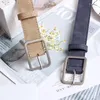 Belts 2024 Koreaanse stijl Minimalistische vaste kleur synthetische lederen riem met vierkante knopkop trendy en retro