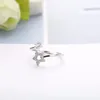 Küme Yüzükleri 2024 925 STERLING Gümüş Yıldız Zirkon Parlak Kadın Kız Lady Ring Light Lüks Zarif Cazibe Sevgililer Günü Düğün Mücevher Hediyeleri