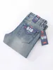 Heren jeans heren recht stretch gratis katoen casual mode denim broek gescheurd en gebleekte jeansl2404