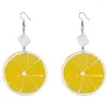 Hoop Earrings Summer Resin Fresh Lemon Orange Slice Drop Women Acrylic Fruit Jewelry