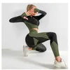 Women's Tracksuits Womens sports and fitness set womens running suit womens fitness yoga set long sleeved yoga exercise set womens gym 240424