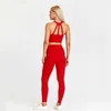 Tracksuits voor dames ABS loli 2pcs yoga set dames sportkleding sportkleding sportpak schouderband sport bh high taille poot gym pak sport pak 240424