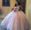 Plus Size Pink Girls Quinceanera Dresses Spaghetti Corset Back Sparkly Sequins Crystals Tulle 2020 Sweet 16 Prom Birthday Party Go3418051