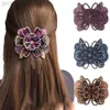 Клипы для волос Barrettes haimeikang waterestone Lucky Flower Hair Clip Barrettes для женщин блестящий цвет хвостик Barrette Fashion Fashion Accessories 240426