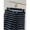 Women's Shorts designer 24 early spring, new knitted shorts from Mu, striped contrasting letter pattern, showing slimness, hips, fashionable high street women A08S