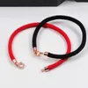 Rose Gold Treasure Home Rope Rope Bracelet Année primordiale Rouge / Black Couleur en acier inoxydable Préserver