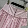 Skirts 2024 Fashion Single Breasted Pink Color Stripe A-Line Lady Long Womens High Waist Elegant Work Vintage Drop Delivery Apparel W Otkn5