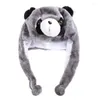 Feestbenodigdheden 652f Raccoon Warme hoed met oorkleppen grappig knuffel Halloween kostuum speelgoed fleece winter voor kinderen volwassenen